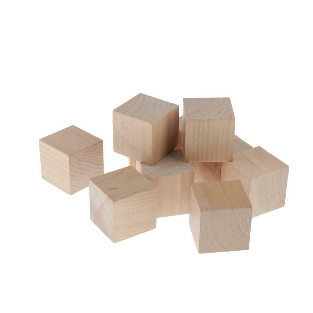 10pcs Blank Wooden Cubes Unfinished Wood Blocks for Art Crafts and Carving