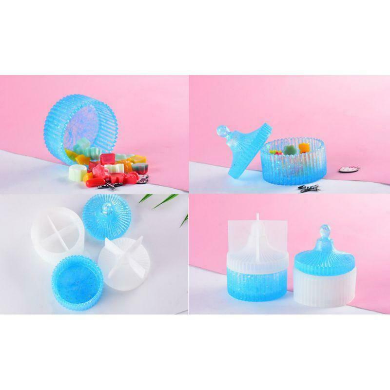 Silicone Mold DIY Crystal Epoxy Molds Round Stripe Jewelry Storage Box Making