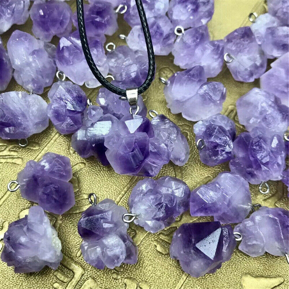 Natural Amethyst Crystal Chakra Pendant Healing Reiki Necklace Jewelry Gifts