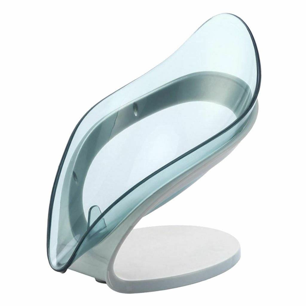 Self Draining Soap Tray Box Bathroom Soap Dish Kitchen Sponge Holder Blue