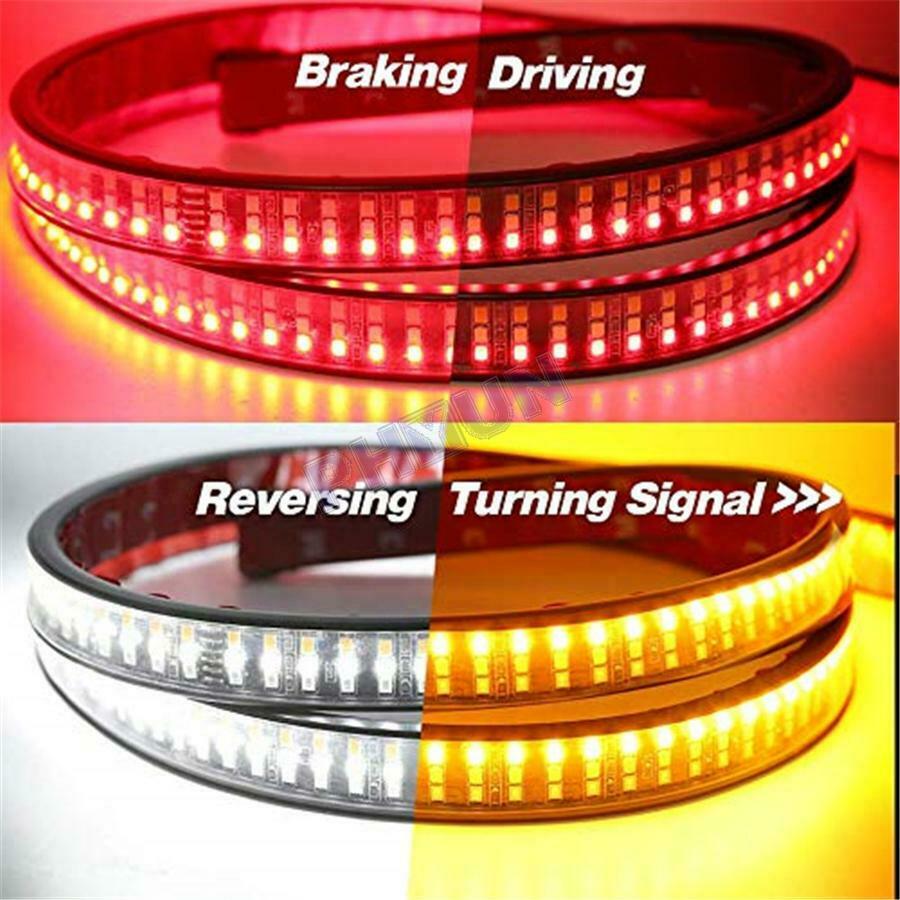 48" Triple Row LED Tailgate Light Bar Flowing Turn Signal Brake For Truck Pickup