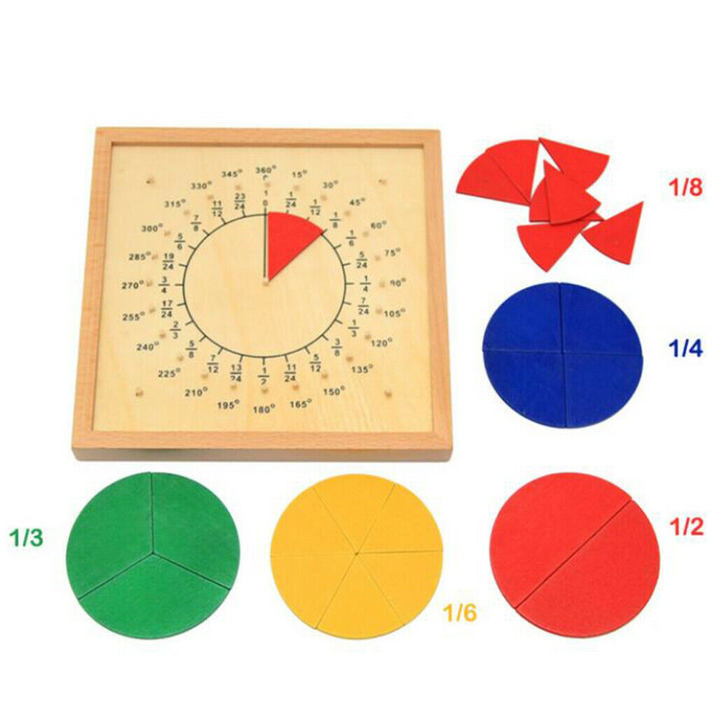 Montessori Math Faction Angle Board With Protractor Accessories Kids