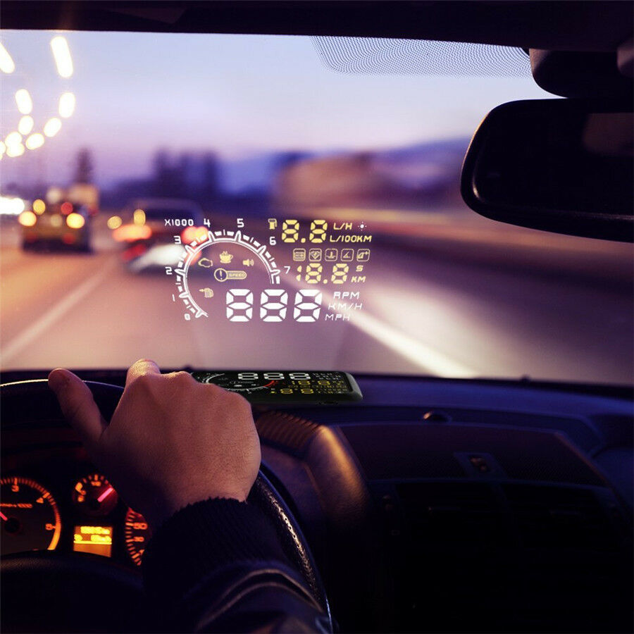 Car LCD 5.5" HUD Head Up Display OBD2 II Speedometers Engine Over Speed Warning