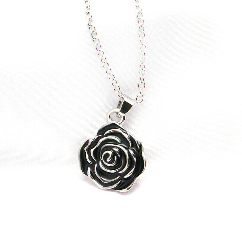 Black Rose Heart Cremation Urn Necklace for Ashes Urn Jewelry Memorial Pe.l8