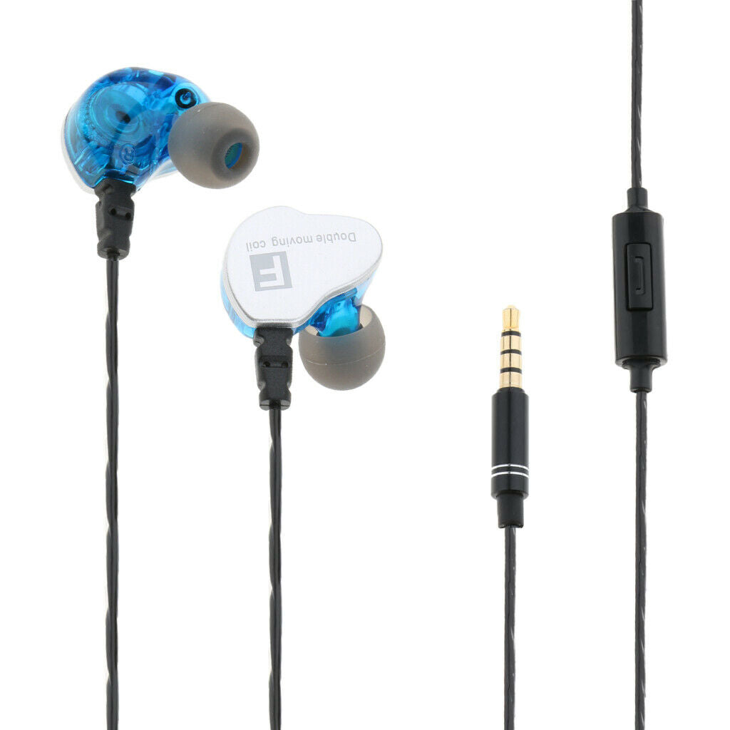 In-Ear Sports Earbuds 3.5mm Wired Earphone Bass Stereo Headset & Mic Blue