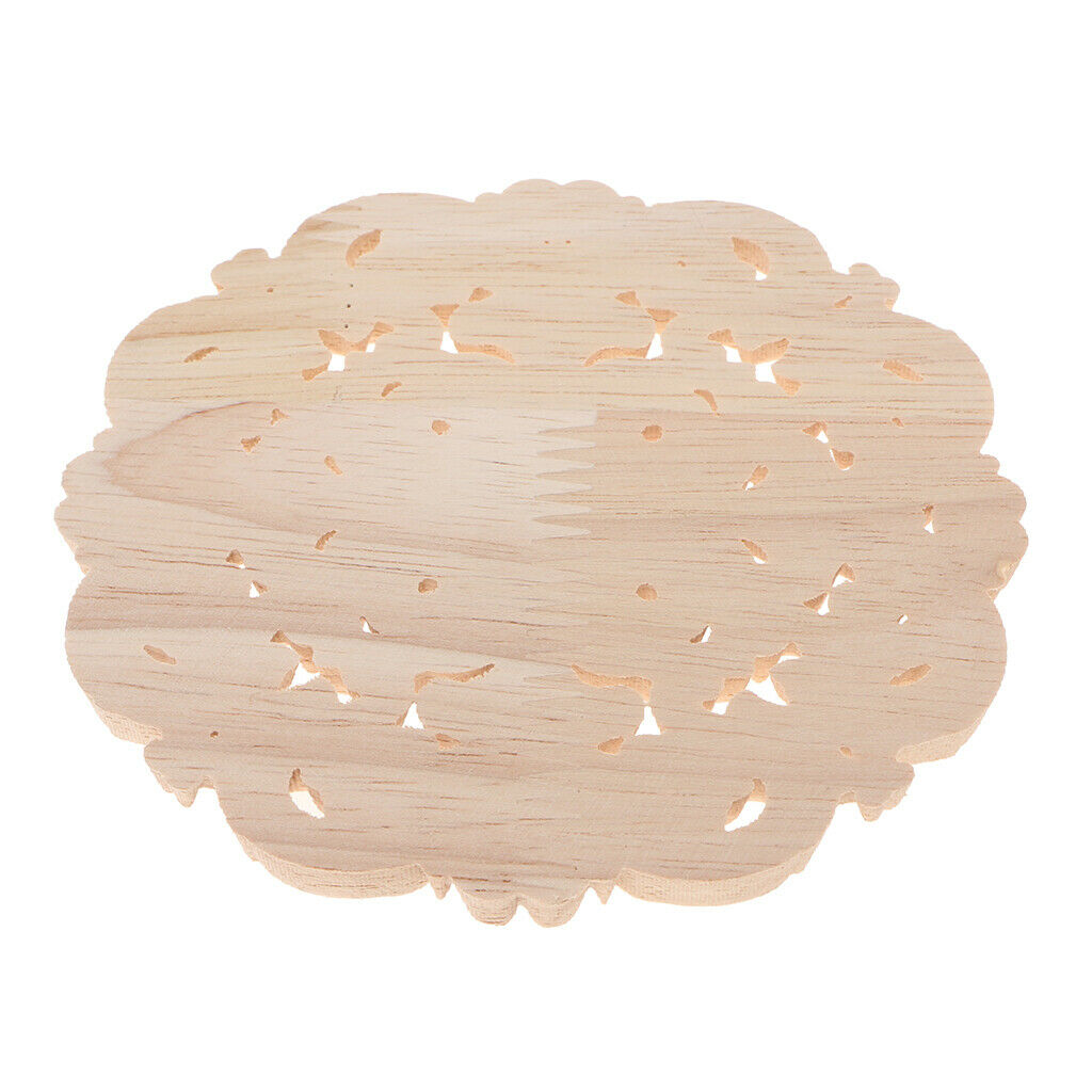 12pcs/pack Round Wood Carved Applique Cabinet Furniture Home Decoration