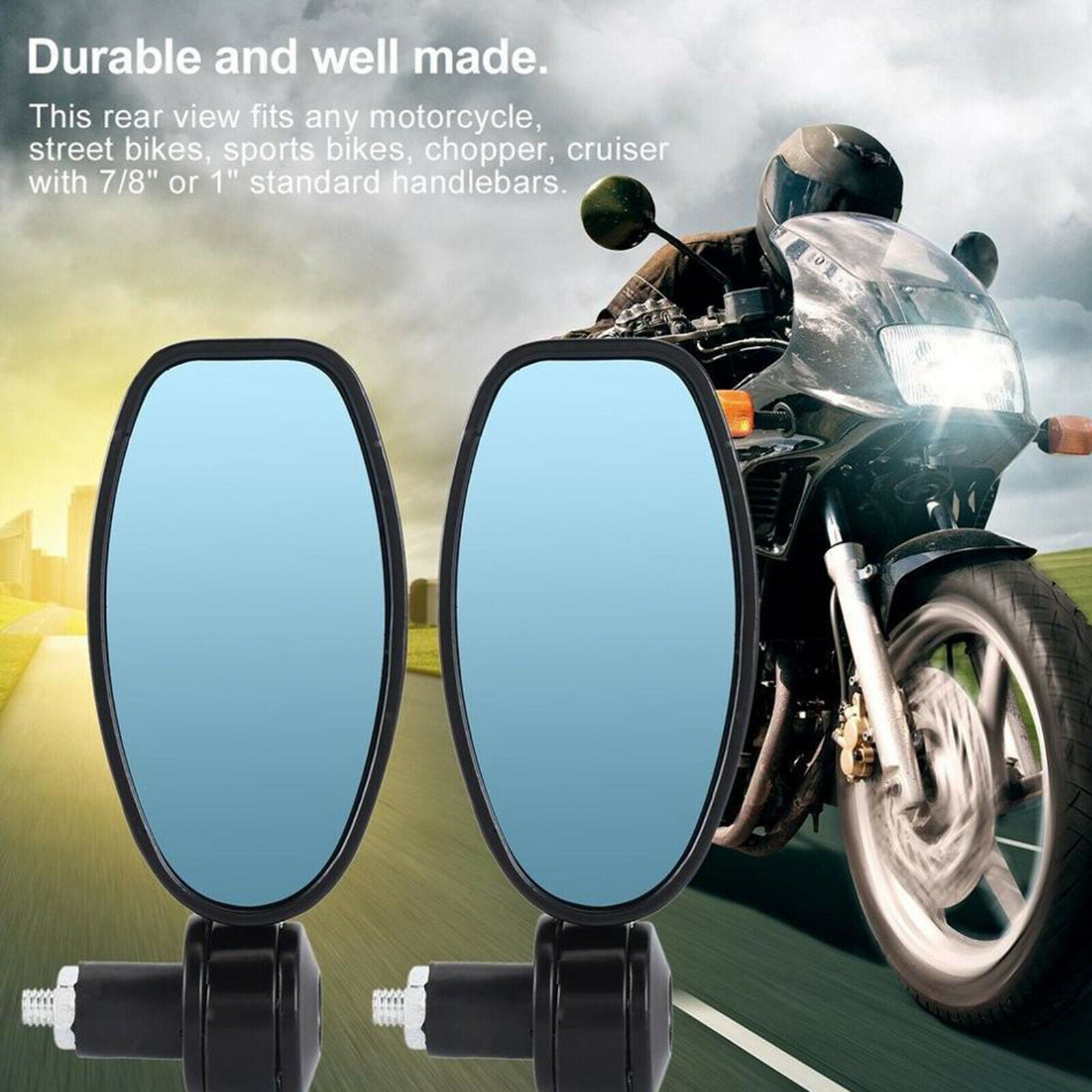 1 Pair 7/8" Handle Bar End Motorcycle Rear View Mirrors Scooter for Yamaha