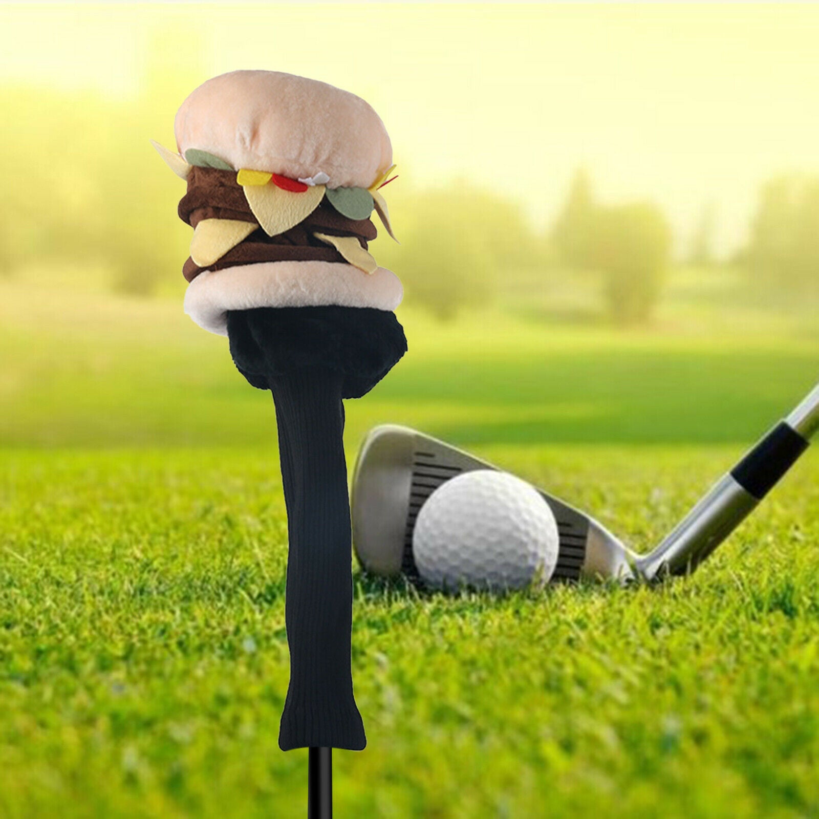 Golf Club Head Cover Plush Hamburger Shaped Protective Driver Headcovers