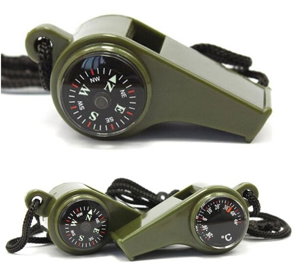 3 in1 Thermometer Compass Outdoor Emergency Survival Gear Camping Hiking Whistle
