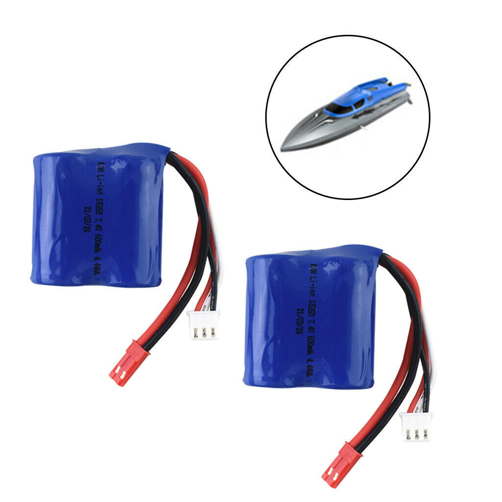 2Pcs 7.4V 600MAH Lithium Polymer Battery for EB02 RC Vehicles Boat /Car