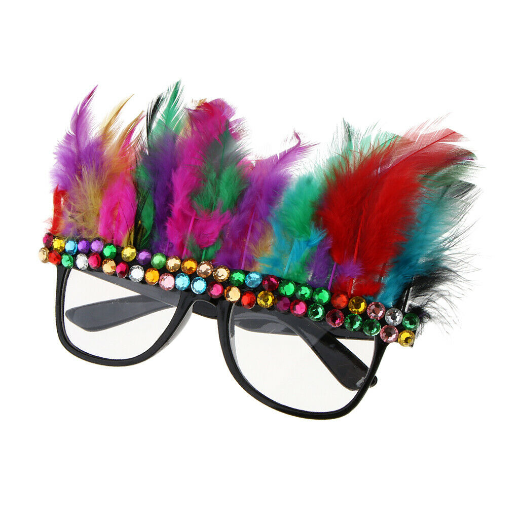 Festival Colorful Feather Rhinestone Glasses Christmas   Party Sunglasses