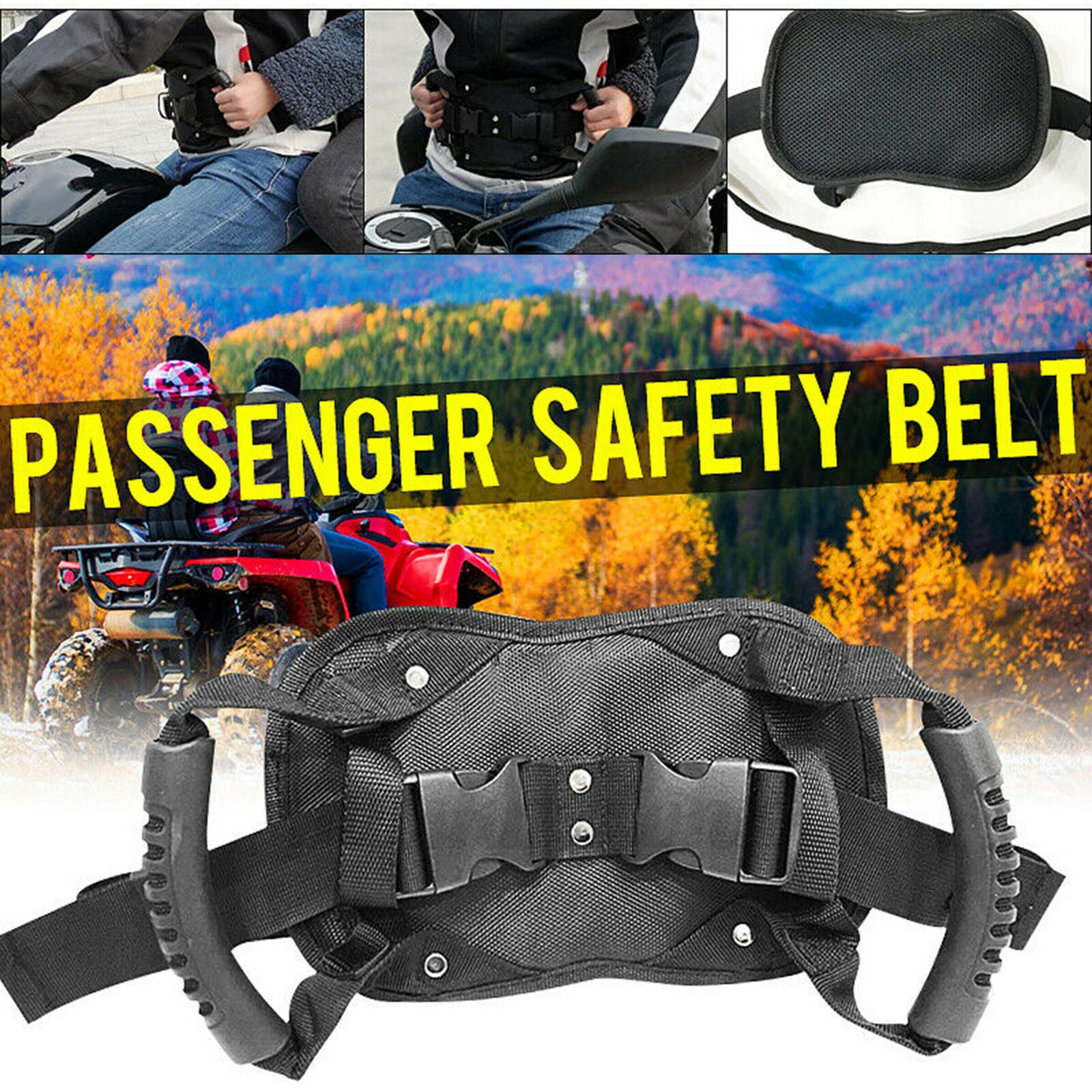 Motorcycle Rear Seat Safety Belt Passenger Grip Grab Handle Strap Non Slip