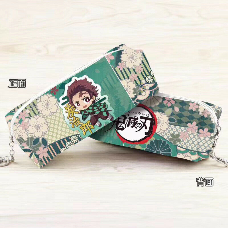 Demon Slayer Kimetsu no Yaiba   PU Leather Purse Wallet Pencil Pen Case Bag