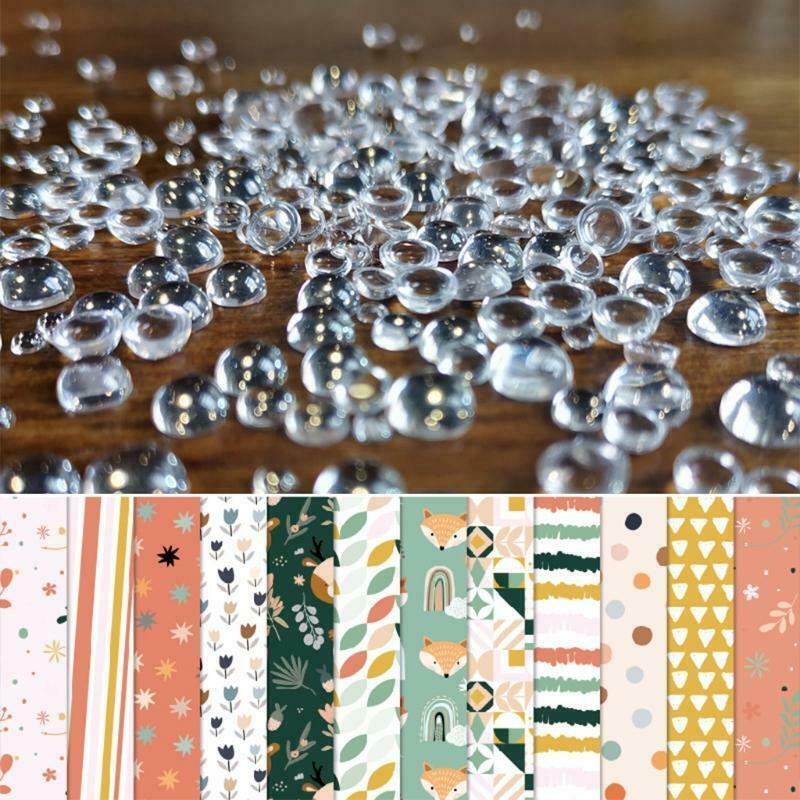350 Pcs Round Imitation Dew Beads DIY Material Simulation Dewdrop Flat-Bottomed