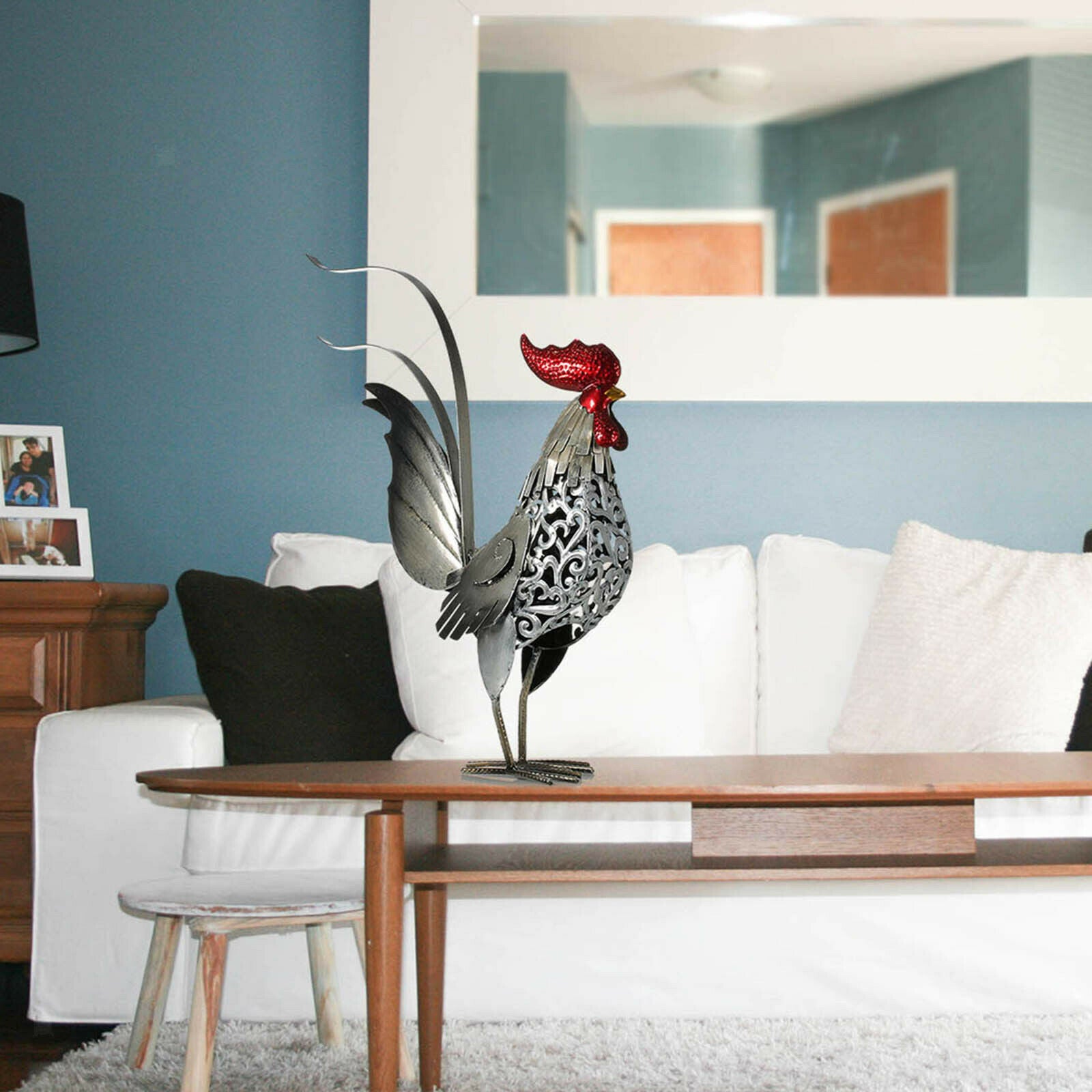 Carved Rooster Statues Sculpture Handicraft Decor Furnishing Crafts Artwork