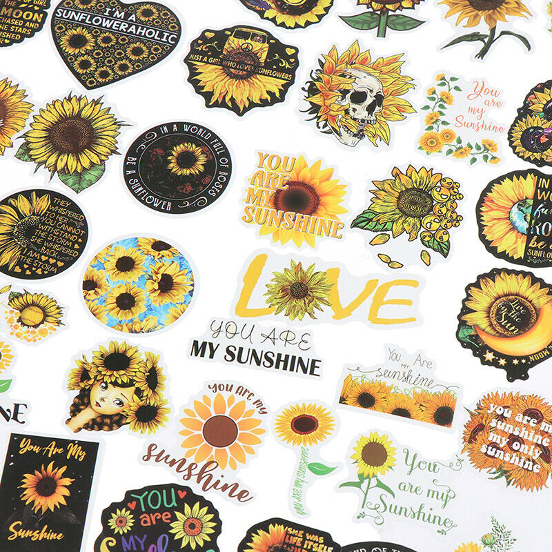 50Pc Sunflower Waterproof Stickers For Car Luggage Fridge Laptop Motorcycle  SJ