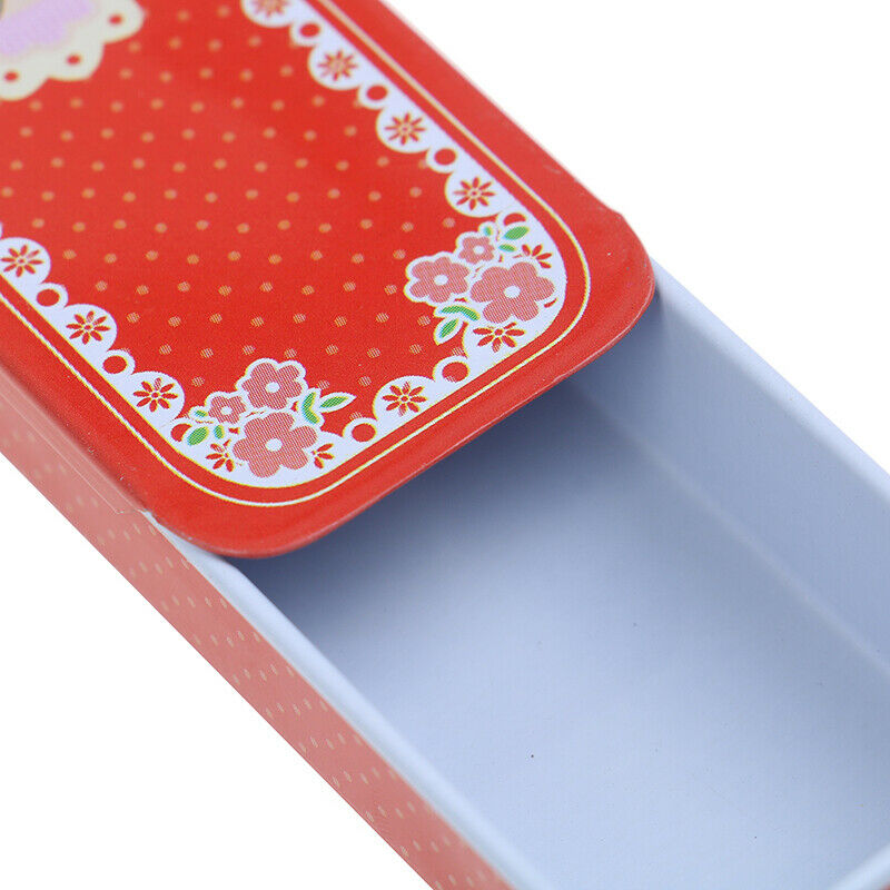 Rectangular Slide Cover Mini Iron Box Storage Pill Case Portable Tin Cont.l8