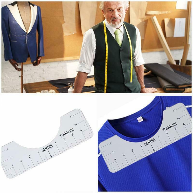 4PCS/Set Round Neck T-shirt Alignment Ruler PVC Sewing Collar Measuring Tool