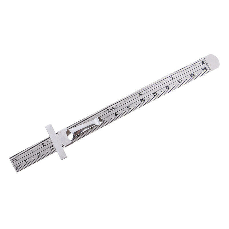 6" Stainless Steel Pocket Rule Handy Ruler with inch 1/32” mm/metric Grad.l8