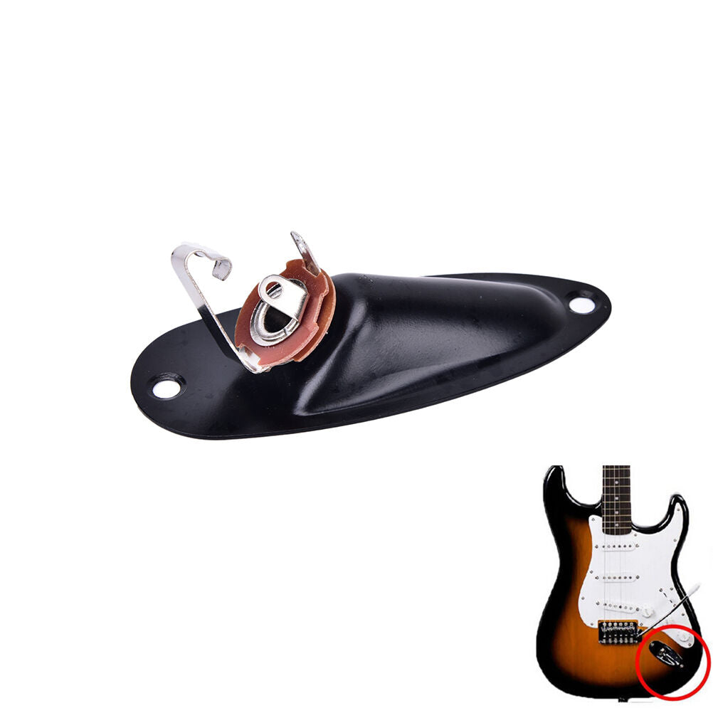 Black Boat Input Output Jack Plate Socket With Screws for Fender Strat Guitar DD