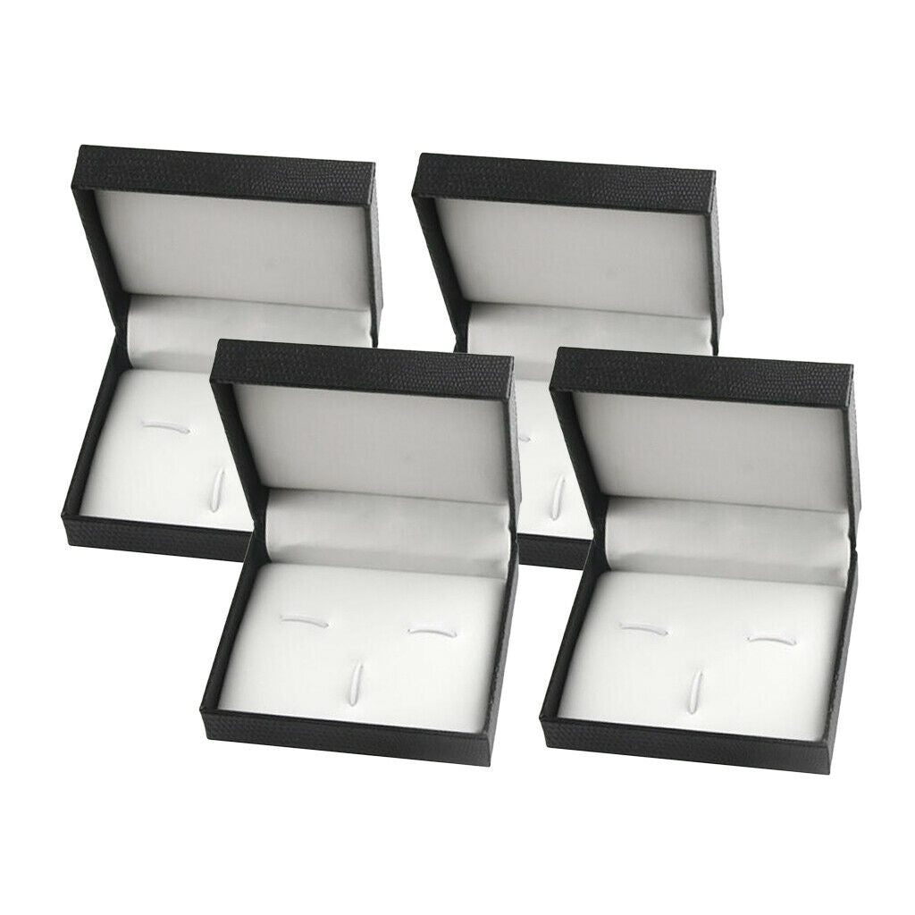 4 Pieces Cufflink Storage Box Wedding Mens Cufflinks Tie Clips Set Display