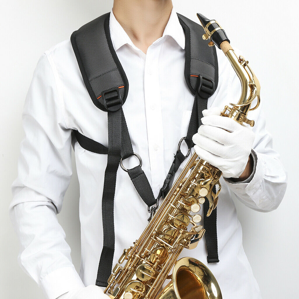 Double Shoulder Saxophone Soft Cotton Padded Shoulder Strap with Hook Clasp
