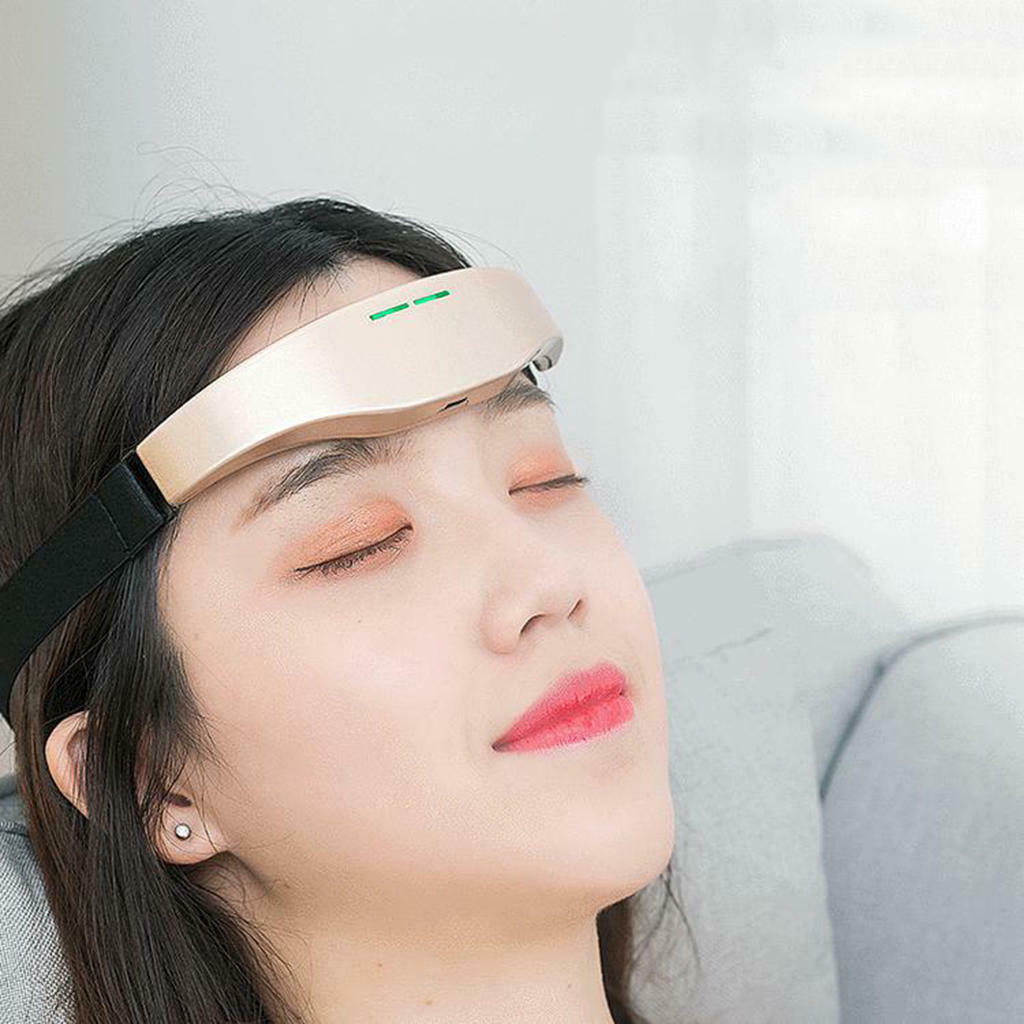 Electric Head Massager Wireless Intelligent Migraine Treatment Device Golden