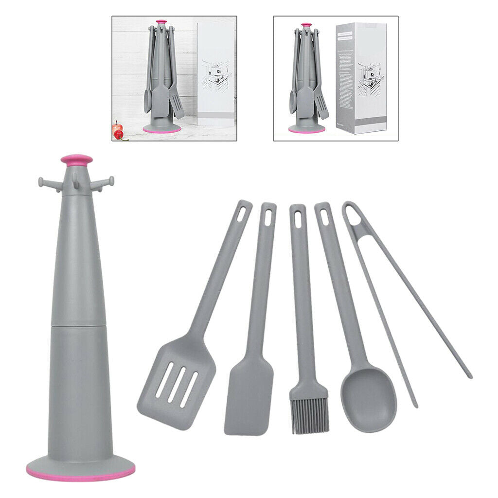 Set of 6 Food Grade Silicone Cooking Kitchen Utensil Set with Oil Brush