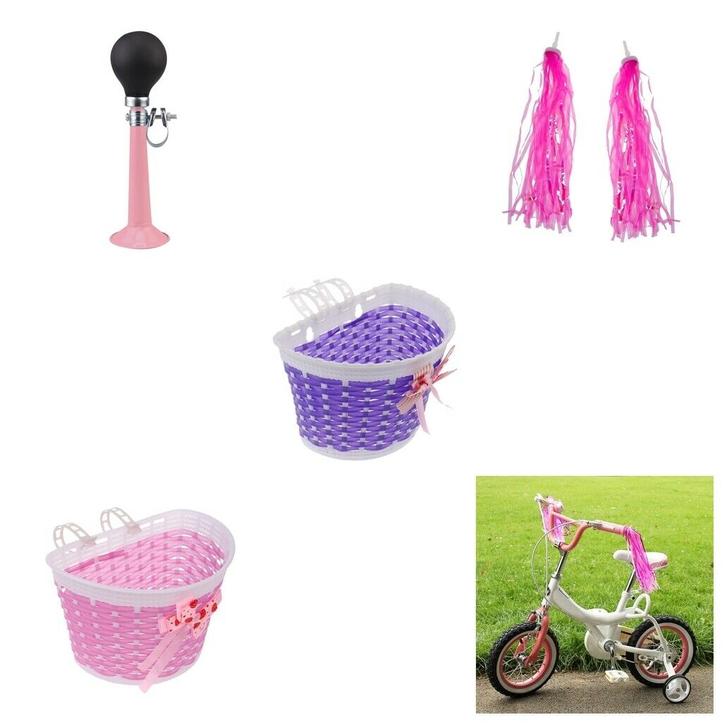 Kids Bike Bicycle Scooter Streamers Tassels Handlebar Hooter Bell Basket