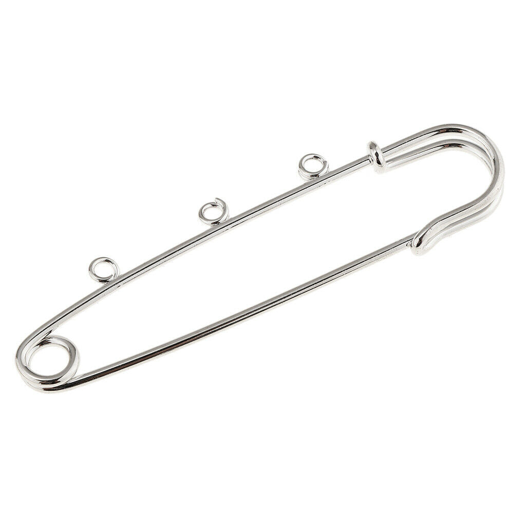 10 Pieces Large Safety Pin DIY Dangle Findings with 3 Loops Crafting Sewing Pin