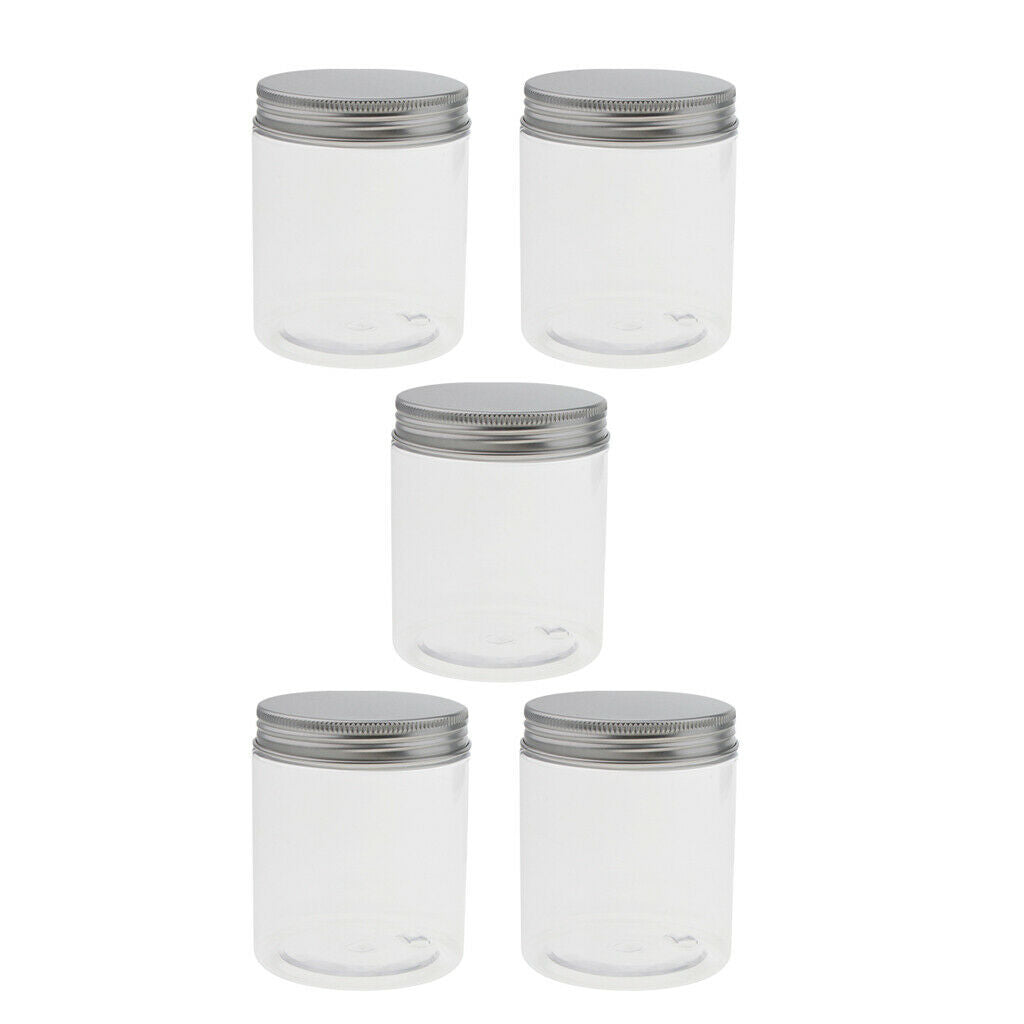 MagiDeal 5pcs 250ML Clear Plastic Pot Glass Container Bottle For