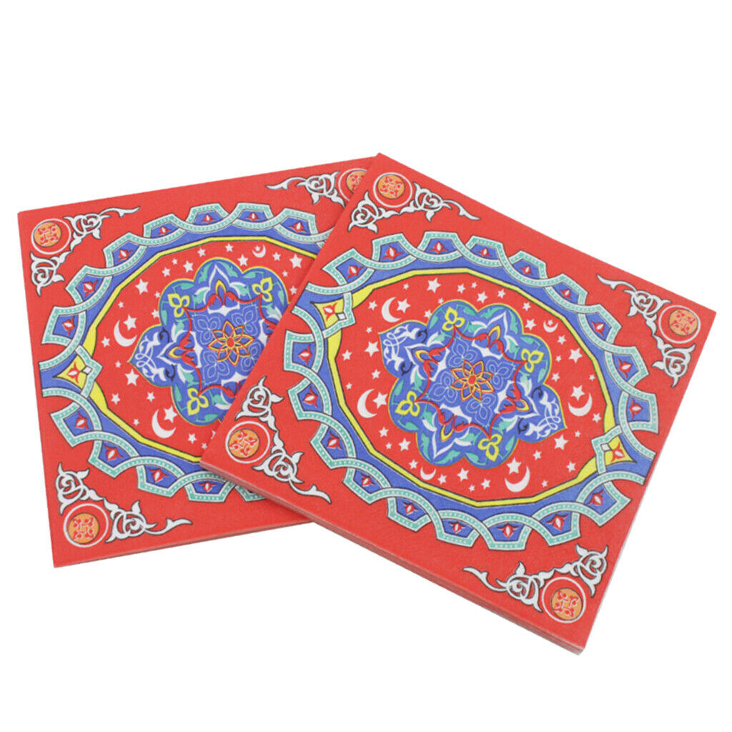 20 Pieces Disposable Paper Napkins Colorful Serviettes for Muslim Holiday