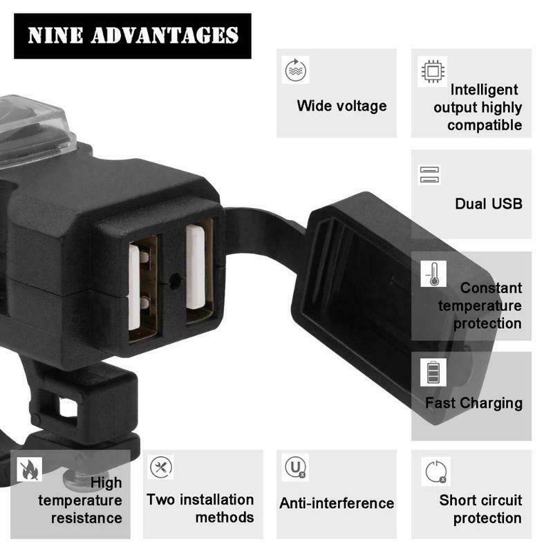 Waterproof 12V-24V Motorbike Motorcycle Handlebar Mirror Power Supply with ON