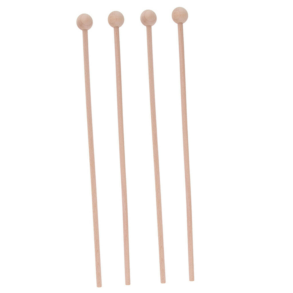 2 Pair Wooden Burr-free Long Mallets Percussion Sticks Musical Instruments for