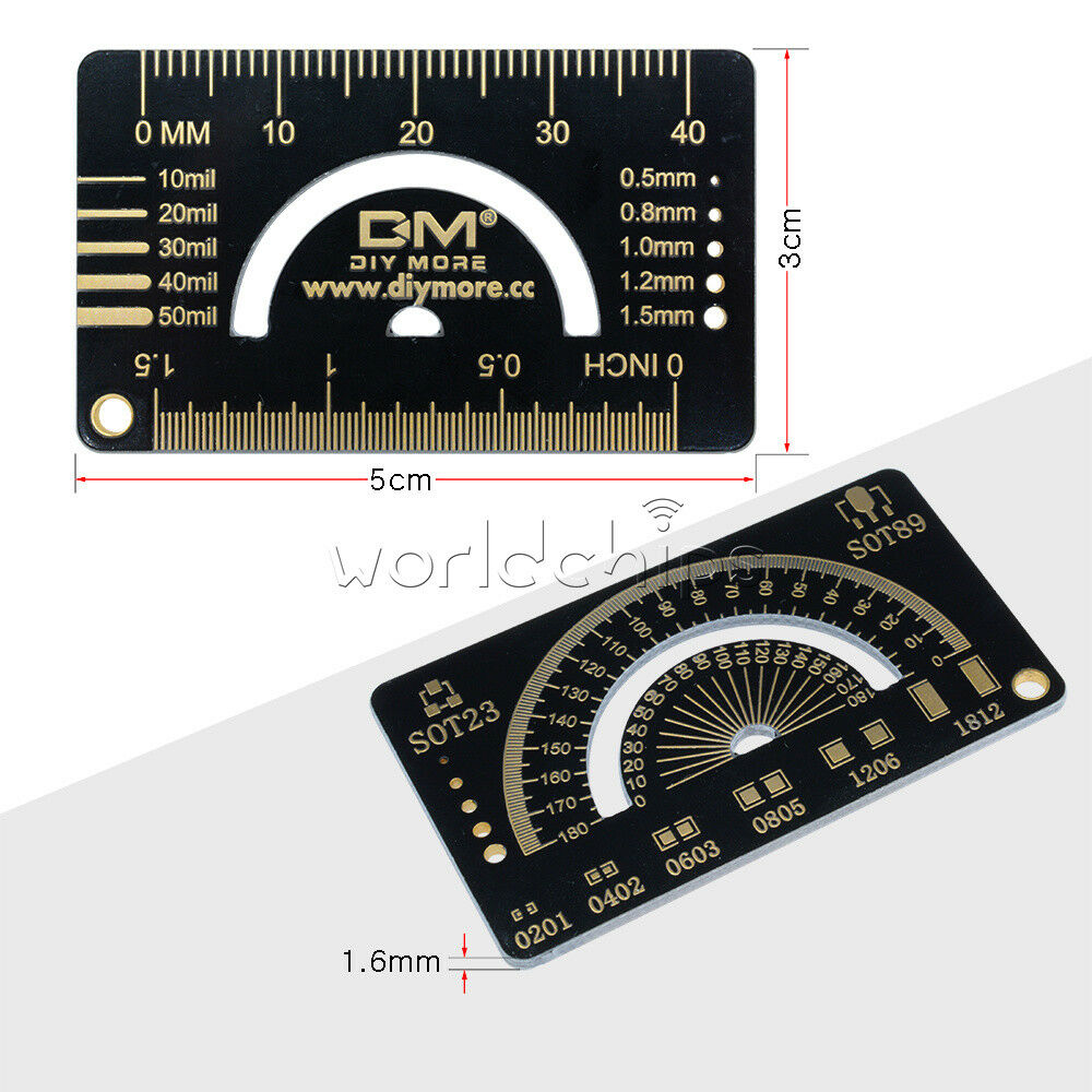 4cm FR4 Multifunctional PCB Reference Ruler Measuring Tool Angle Measure Meter