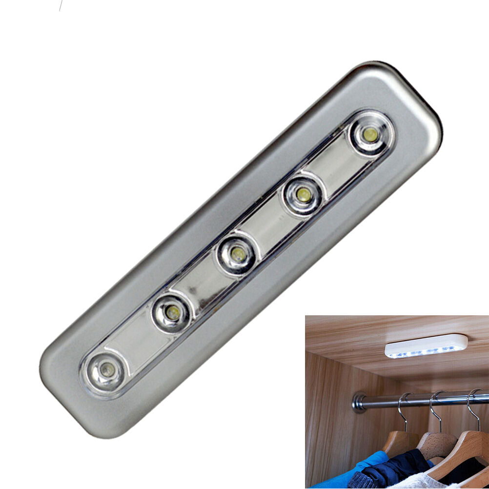 5LED Self-Stick Tap Lights Under Cabinet Push Night Kitchen Light Closet La Lt