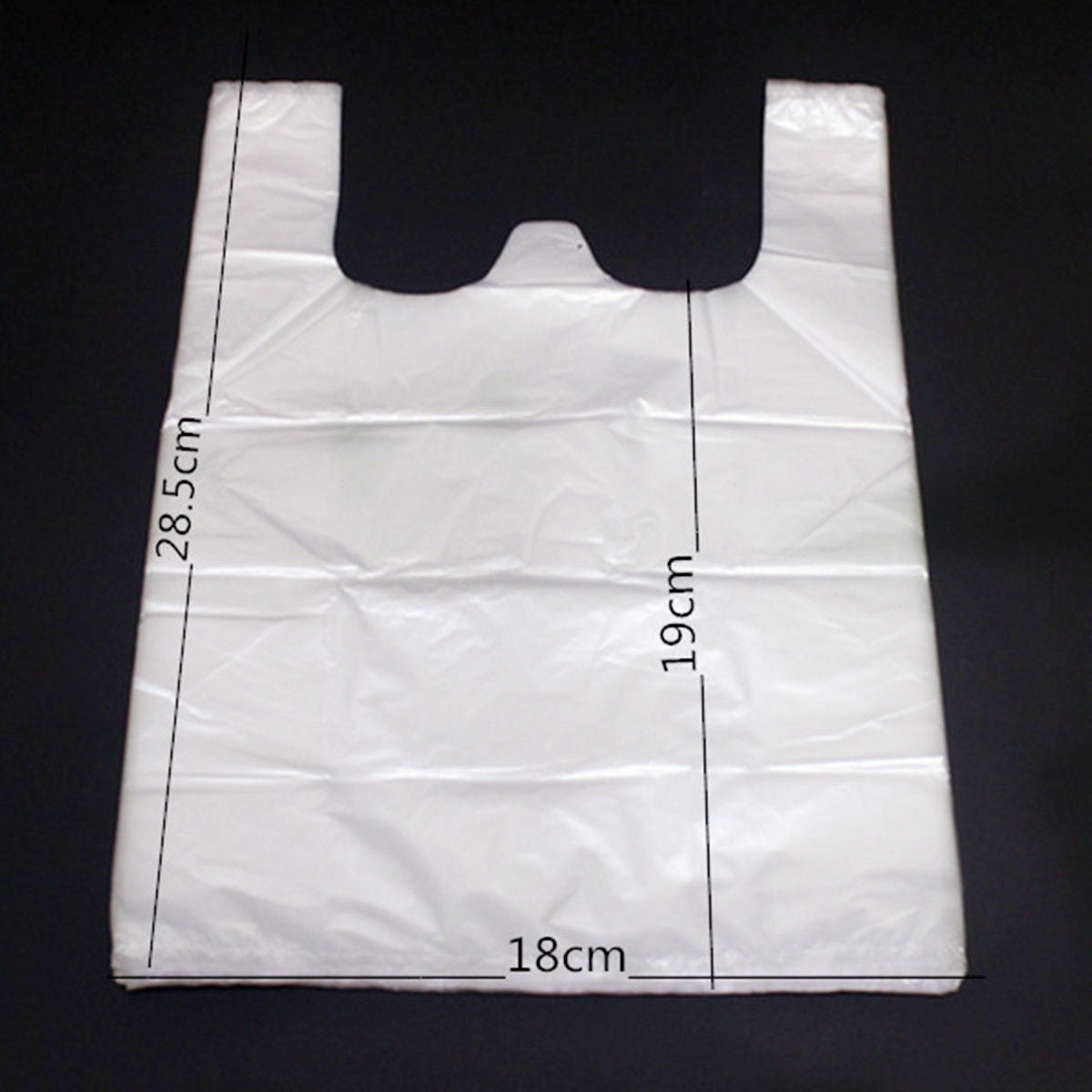 100pcs Carry Out Retail Supermarket Grocery White Plastic Shopping Bag 28.5x18cm