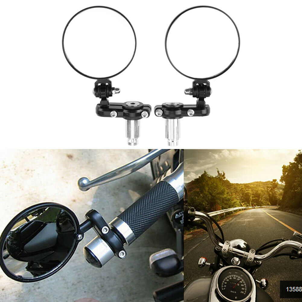 Universal Motorcycle Aluminum Fodable Handle Bar End Rearview Side Mirrors