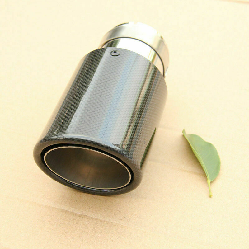 1x Universal Real Carbon Fiber Car Exhaust Tip Pipe 63mm In 89mm Out Muffler Tip