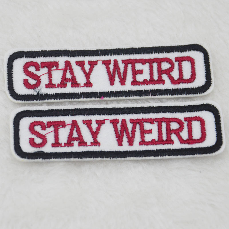 DIY Embroidered STAY WEIRD Applique Badge Clothing Sewning Iron On Patch Motif