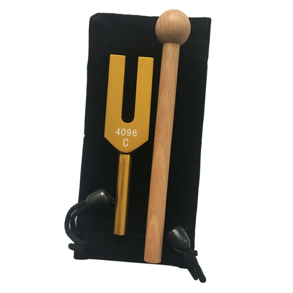 Tuning Fork w/ Hammer Ball Sound Vibrations for Meditation Prayer Golden