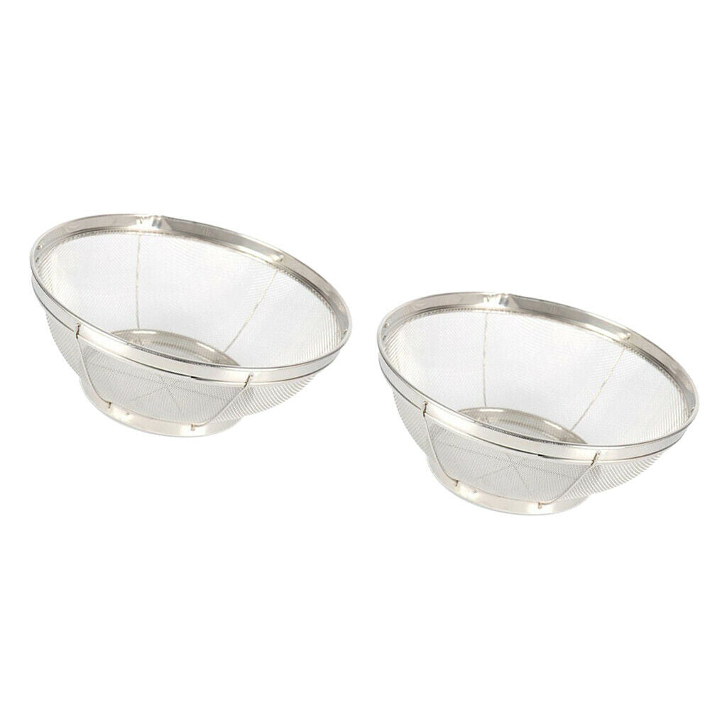 2pcs Kitchen Stainless Steel Stainer Fruit Rice Draining Colander Basket