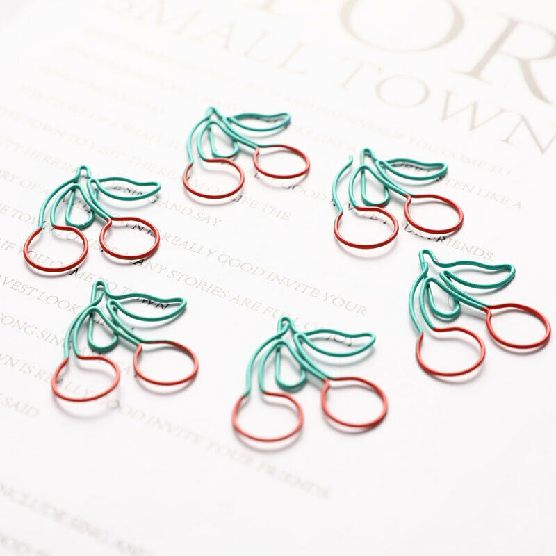 25pcs Cherry Metal Paper Clip Decorative Bookmark Clips Office StationeryA KX