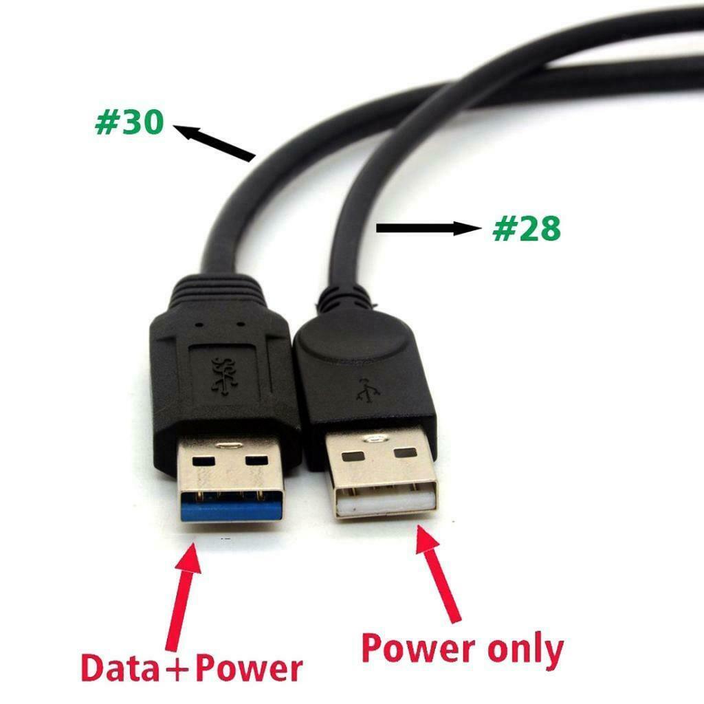 Black USB 3.0 Female to Dual USB Male Extra Power Data Y Extension Cable for