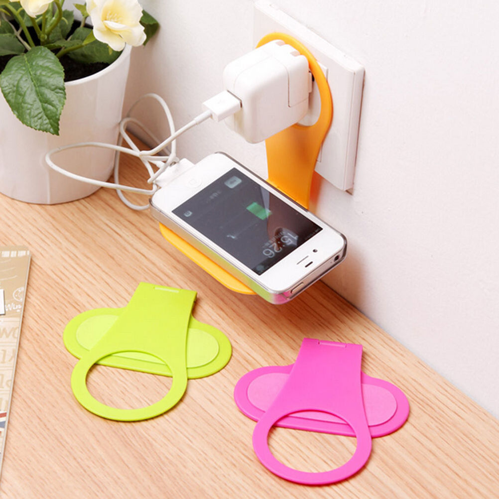 Foldable Cell Phone Charging Rack Holder Wall Charger Adapter Hanger Shelf.l8