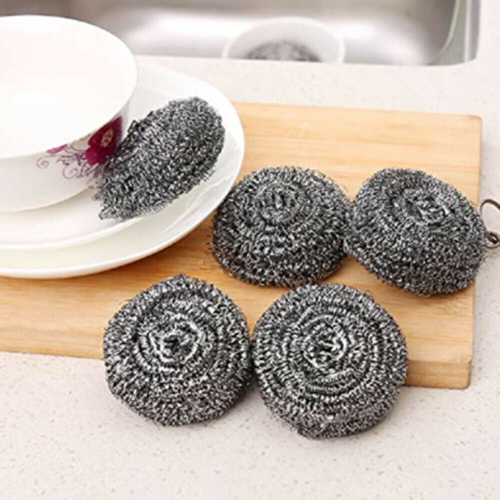 5Pc Stainless Cleaning Ball Brush Home Dishwashing Sponge with Wire Kitchen Tool