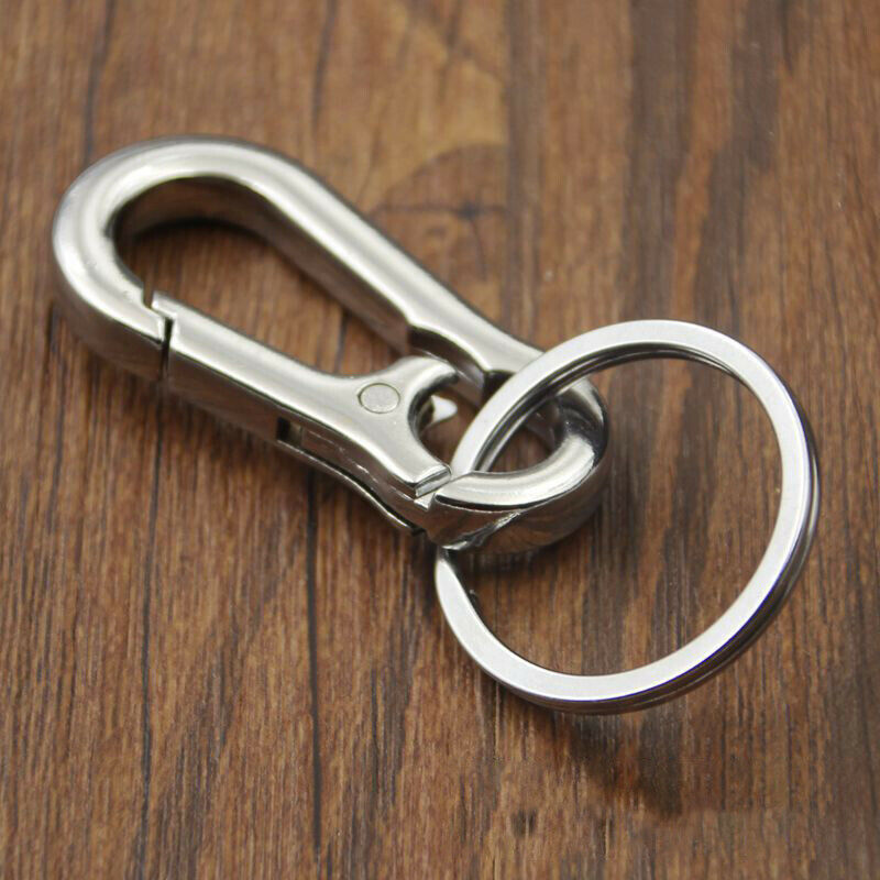 Sliver Metal Key Chain Belt Clip Ring Fob Keyfob Car Keyring Keychain Men HN US