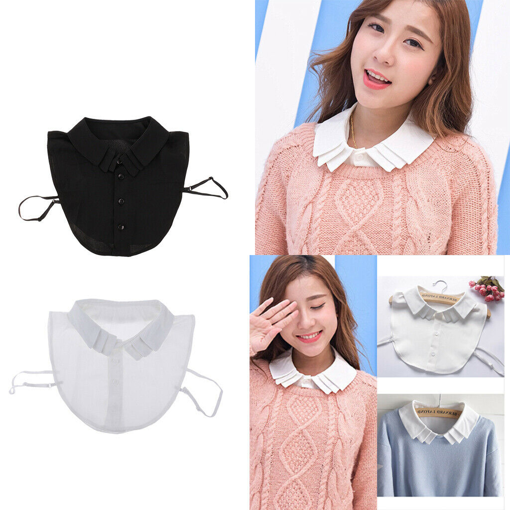 2 Pieces Collar Detachable Ladies Shirt Multilayer Lapel