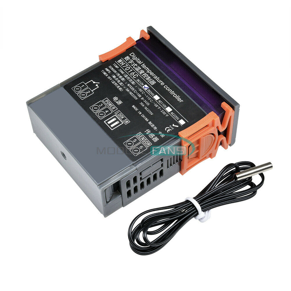 12V WH7016C Digital Temperature Controller Thermostat Switch NTC 10K/3435 Sensor