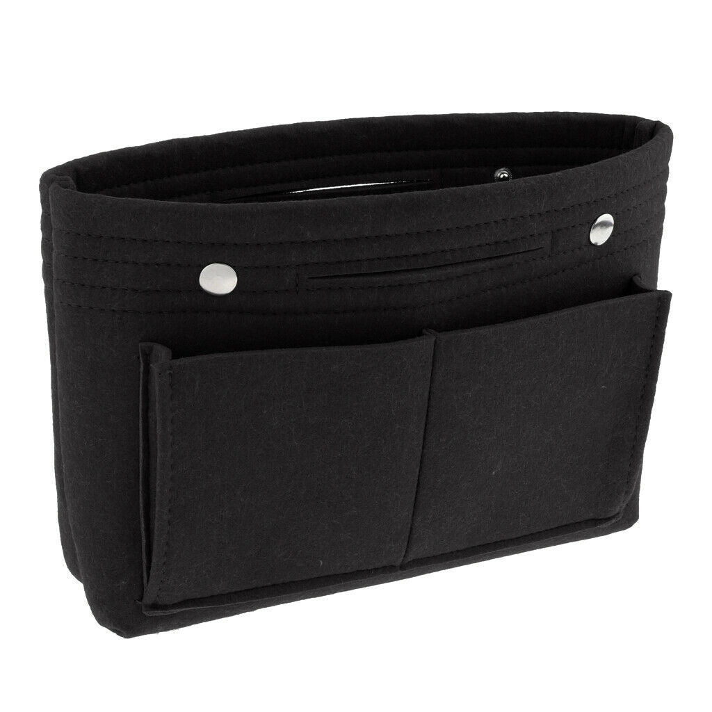 Felt Purse Organizer Bag Insert Divider Shaper Bag in Bag - Black, as described